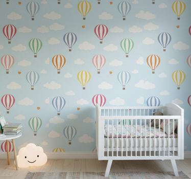Scandinavian wallpaper pastel balloon adventure - TenStickers