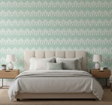 Scandinavian wallpaper pastel green leaves pattern - TenStickers
