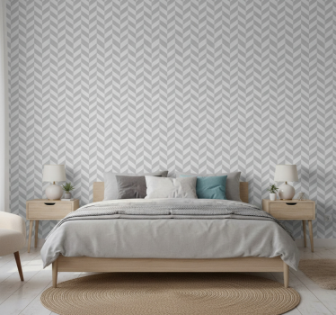Scandinavian wallpaper white and grey herringbone - TenStickers