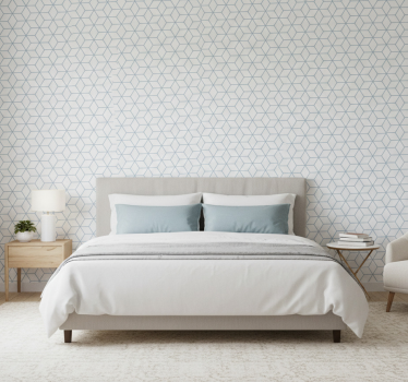 Scandinavian wallpaper white background with blue lines - TenStickers
