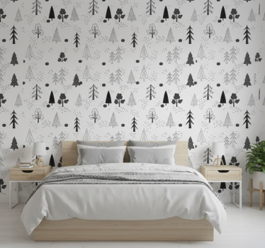 Scandinavian wallpaper white minimalistic trees - TenStickers