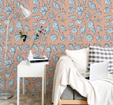 Seashell and Starfish fish wallpaper - TenStickers
