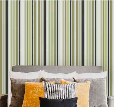 Shades of green lines geometric pattern Striped Wallpaper - TenStickers