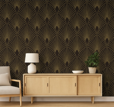 Shapes wallpaper gilded deco fan - TenStickers