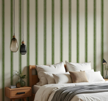 Shapes wallpaper vertical lines in moss green - TenStickers
