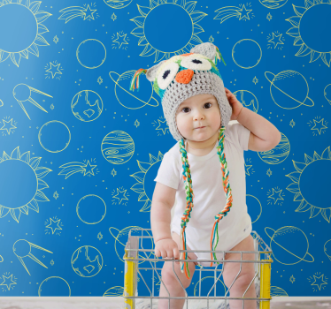 Space-Themed Background nursery wallpaper - TenStickers