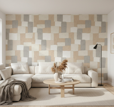 Square wallpaper neutral textured blocks - TenStickers