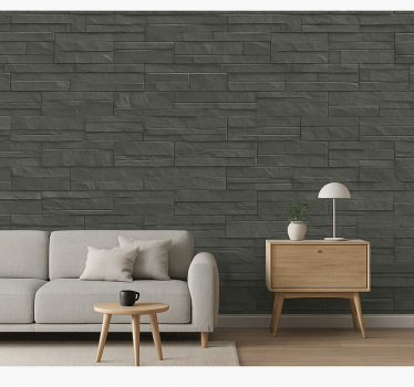 Stone effect wallpaper charcoal ledge stone - TenStickers