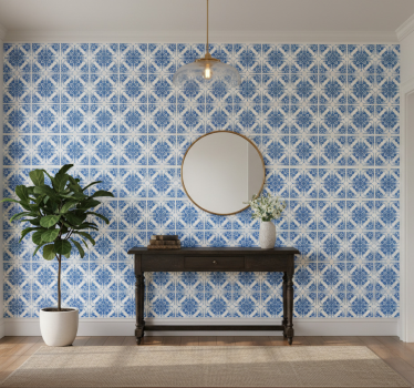 Stone effect wallpaper classic blue design - TenStickers