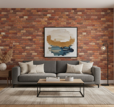 Stone effect wallpaper red orange stone bricks - TenStickers