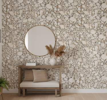 Stone effect wallpaper white small stones - TenStickers