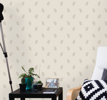 Subtle beige pattern leaf wallpaper - TenStickers