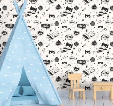 Superhero Comic Patterns Kids wallpaper - TenStickers