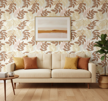 Soft and warm colours leaf wallpaper - TenStickers