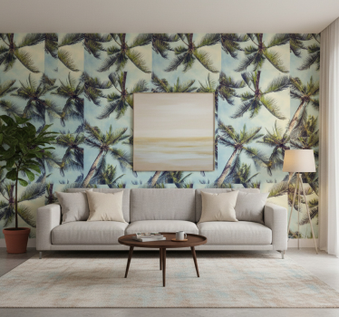 Tree wallpaper featuring palm trees from below - TenStickers