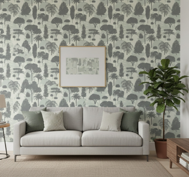 Tree wallpaper silhouetted forest design - TenStickers