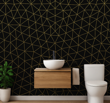 Triangle wallpaper midnight gold geometric web - TenStickers