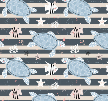 Underwater Turtle Scene fish wallpaper - TenStickers