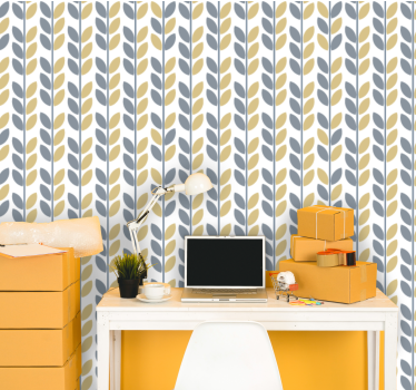 Vertical stylish pattern leaf wallpaper - TenStickers