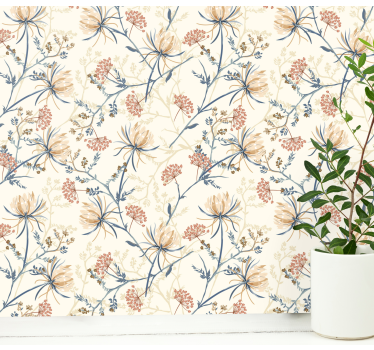 Vintage Flower Print Nature Wallpaper - TenStickers
