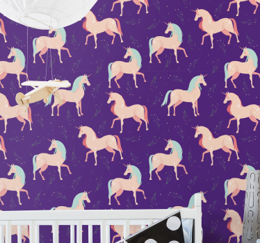 wallpaper elegant unicorn Kids Wallpaper - TenStickers