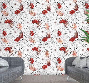 Watercolour palms and leaves Nature Wallpaper - TenStickers