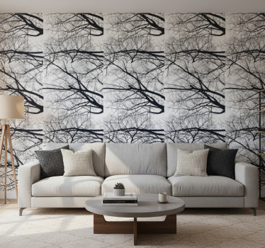 White and gray tree wallpaper - TenStickers