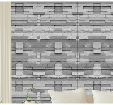 white wall stone gray tones Stone effect wallpaper - TenStickers