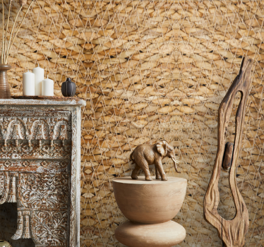Wood style light french wicker wood wallpaper - TenStickers