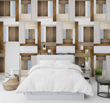 Wooden Labyrinth Textured Wallpaper - TenStickers