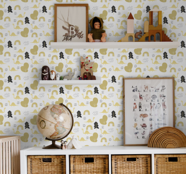 Yellow dinosaurs nordic style Kids Wallpaper - TenStickers